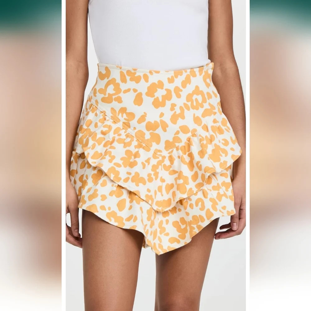 MOTHER, The Ruffle Leopard Mini Skirt, Yellow and White, Size 30 - Picture 5 of 16
